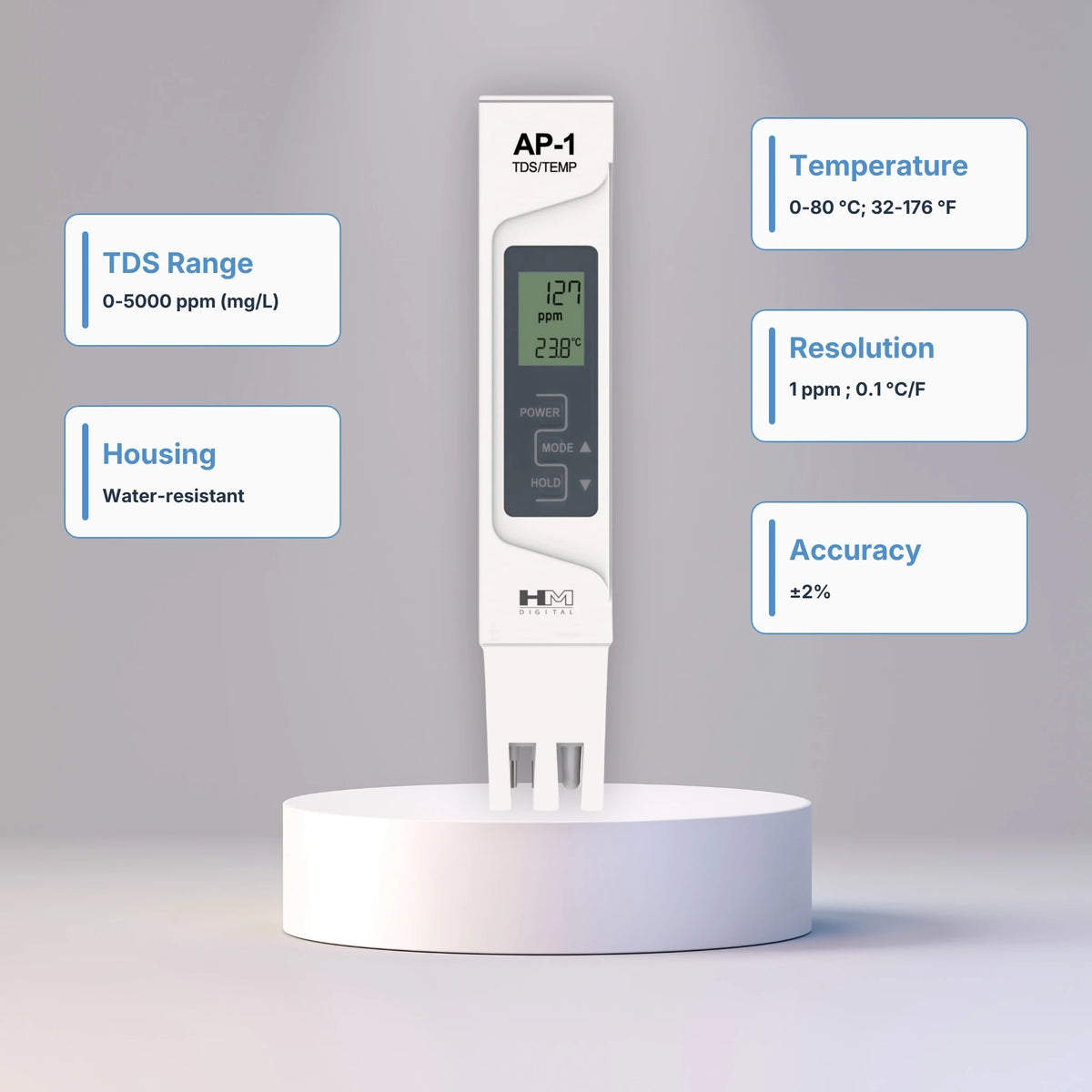 HM DIGITAL AP-1 AquaPro Water Quality Tester (TDS) Specifications