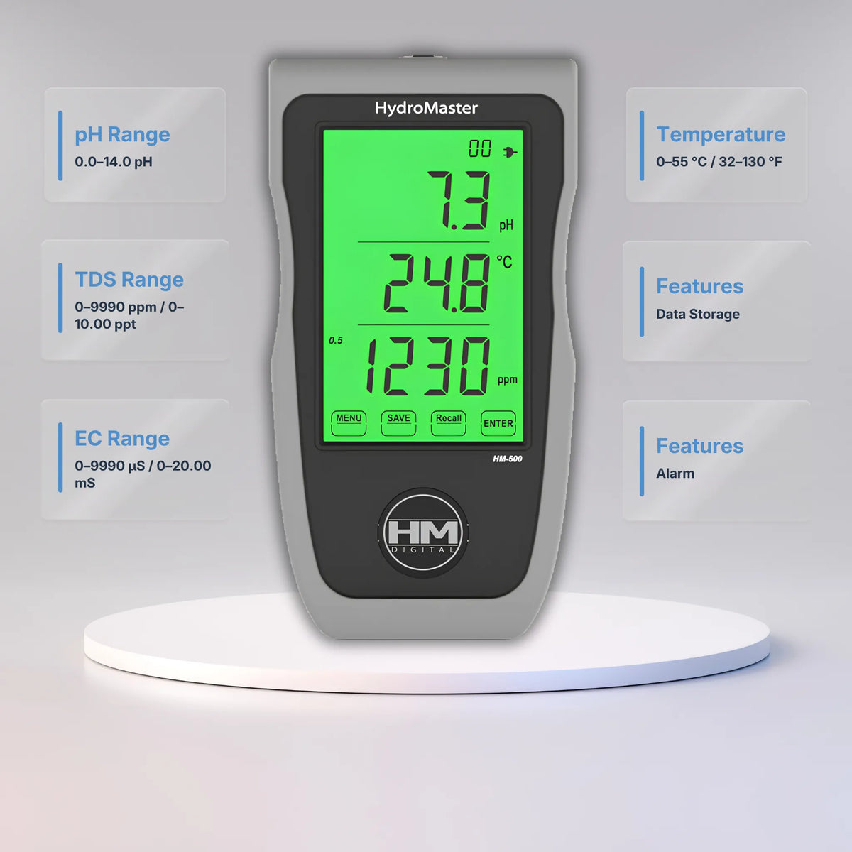 HM DIGITAL HM-500 Continuous pH/EC/TDS/Temperature Monitor Specifications