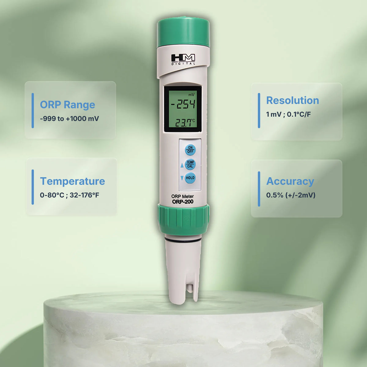 HM DIGITAL ORP-200 Waterproof Professional Series ORP/Temperature Meter Specifications